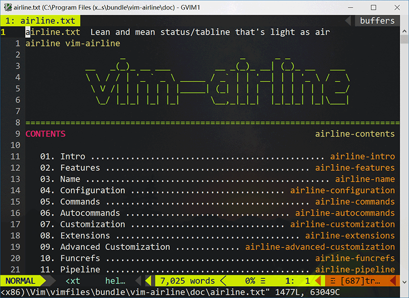 vim插件之vim-airline配置及Powerline字体设置